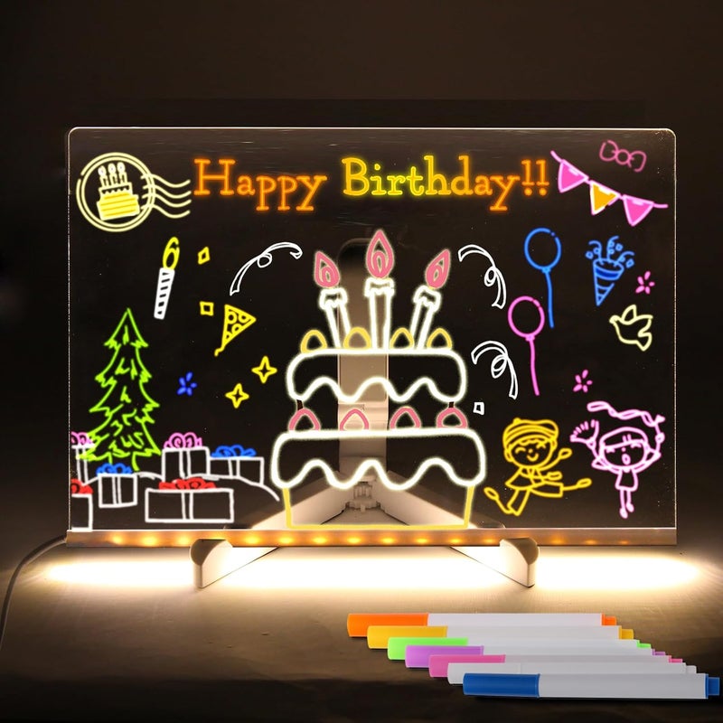 CIBOTIES LED Note Board with 7 Colors, Lumi Dry Erase Board with Light, Light-Up Message Note Board with Stand as Night Light for Room/Store/Office/Festival/Gift,12" x 8" - Image 1
